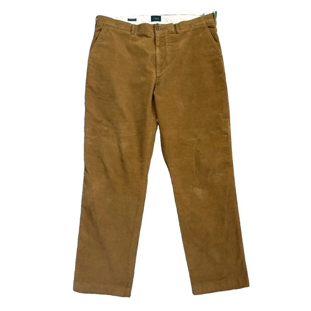 J.Crew Oarsman Corduroy Straight Chino Pant Men 38x32 Khaki Tan Brown Stretch